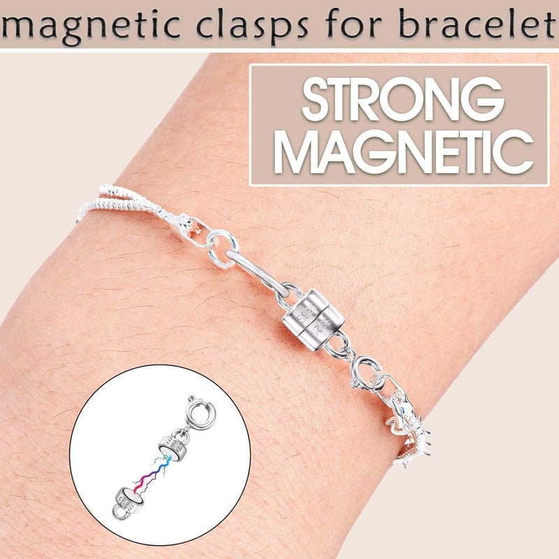 OHINGLT 925 Sterling Silver Magnetic Necklace Clasps and Closures,Gold and Silver Magnetic Clasp Converter for Jewelry Making Supplies,Chain Extender Connector for Small Necklace Bracelet - Image 2